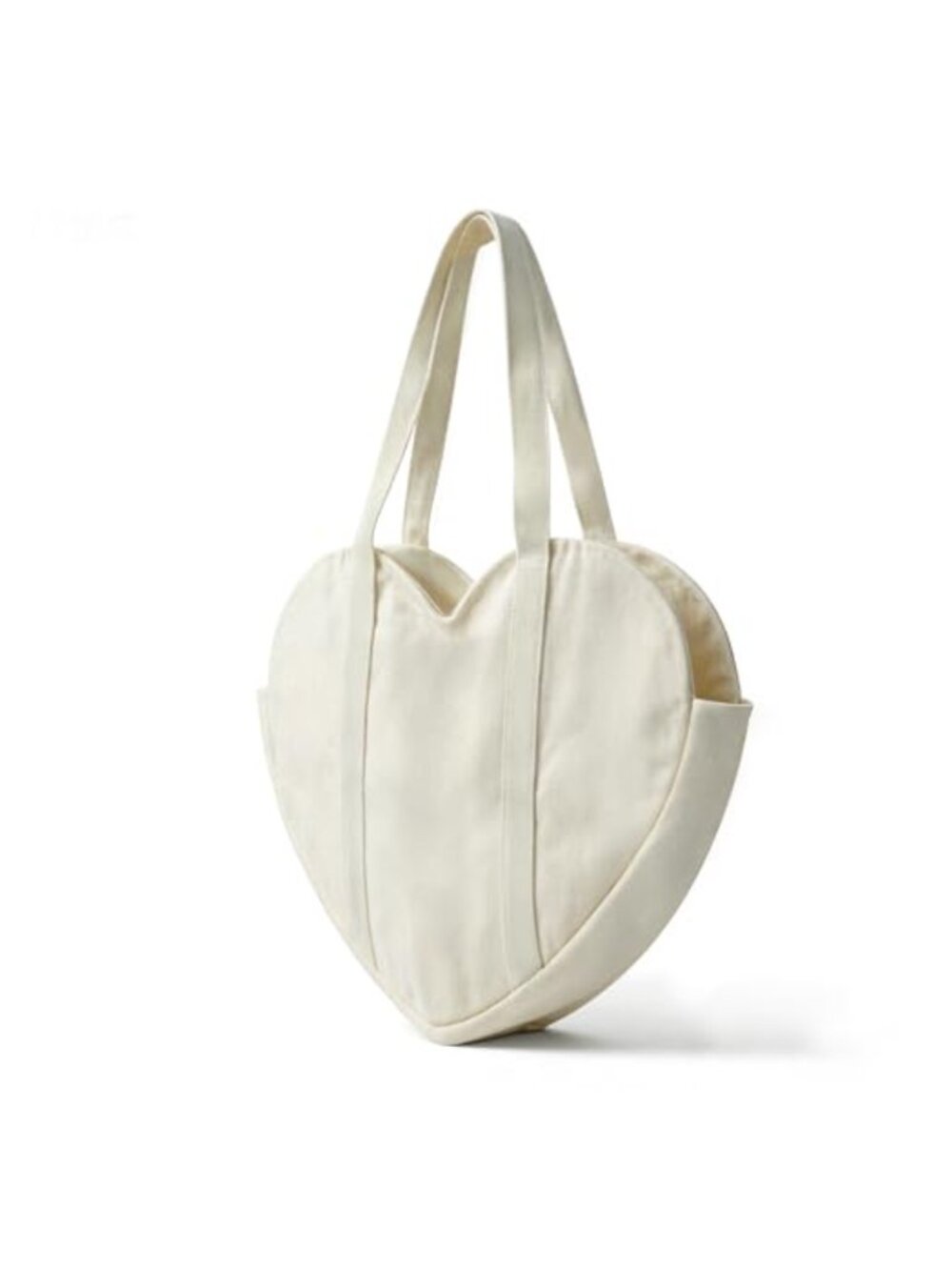 Heart Shaped Canvas Tote Bag Reusable Grocery Shoulder Bag with Pocket